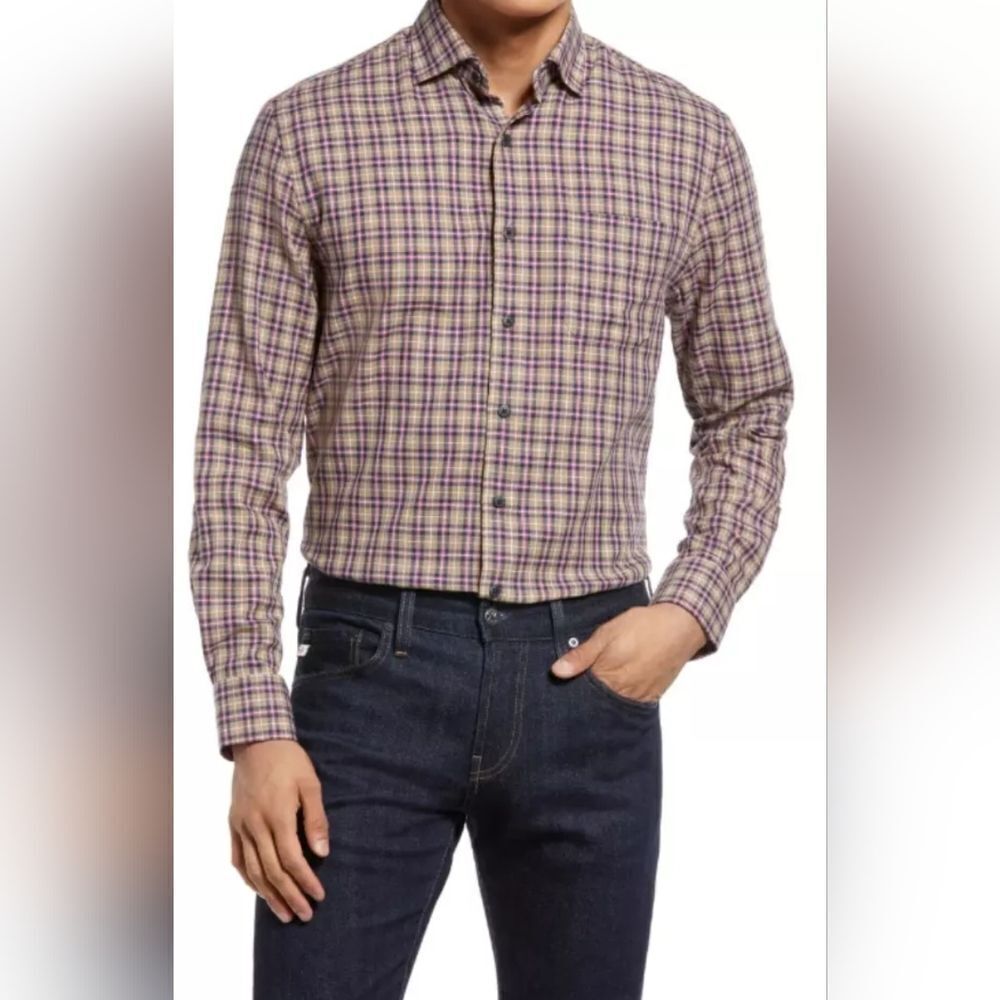 Johnnie-o  Lloyd Top Shelf Men's Size M  Button Down Shirt In Khaki